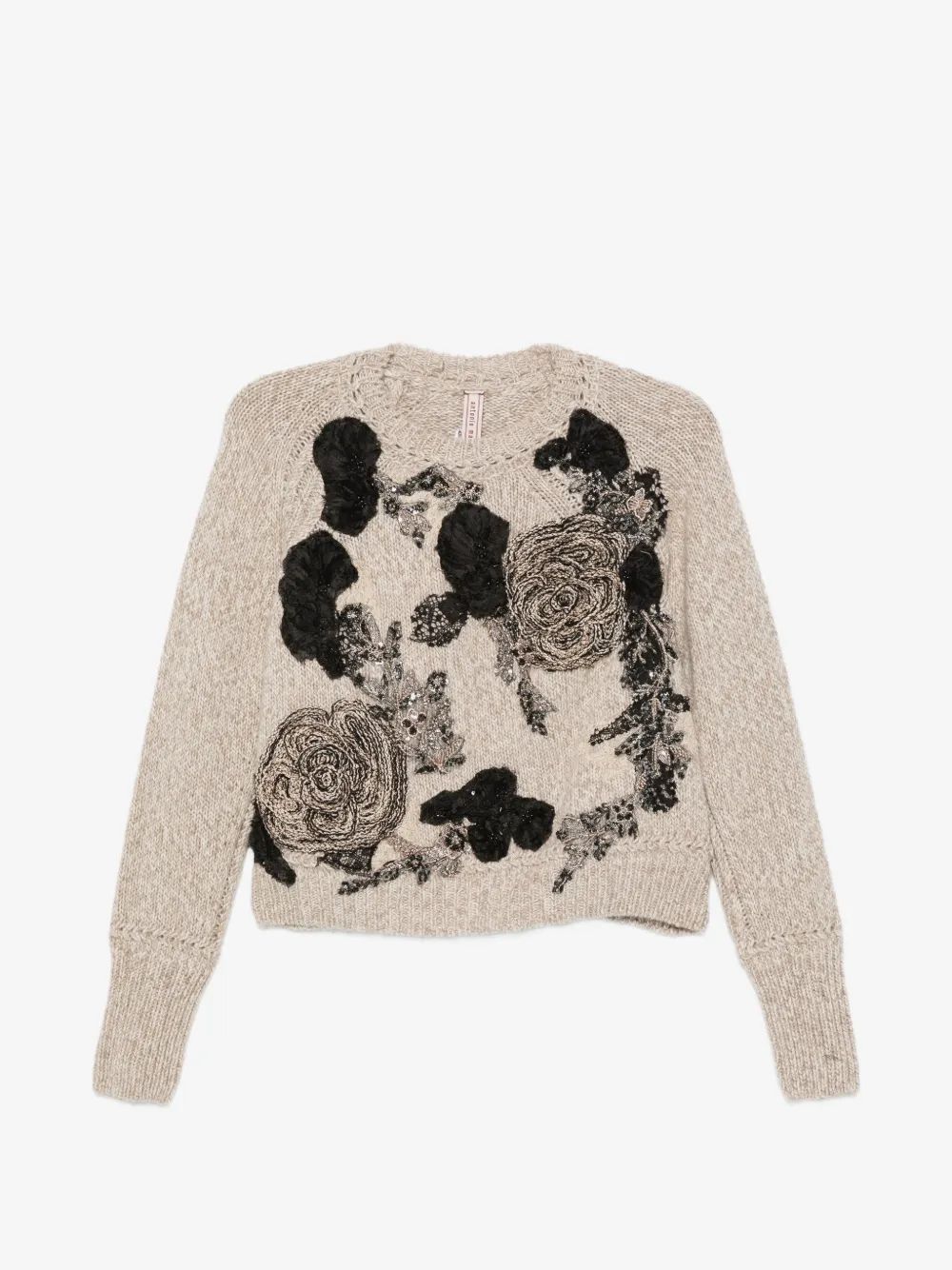 ANTONIO MARRAS 플로럴 아플리케 스팽글 장식 스웨터