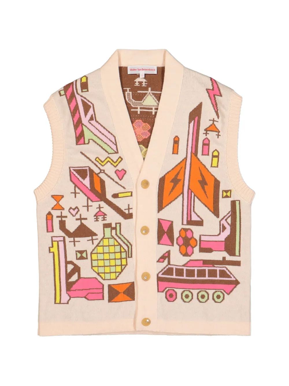 Walter Van Beirendonck 스톱 워 패턴 인타르시아 조끼