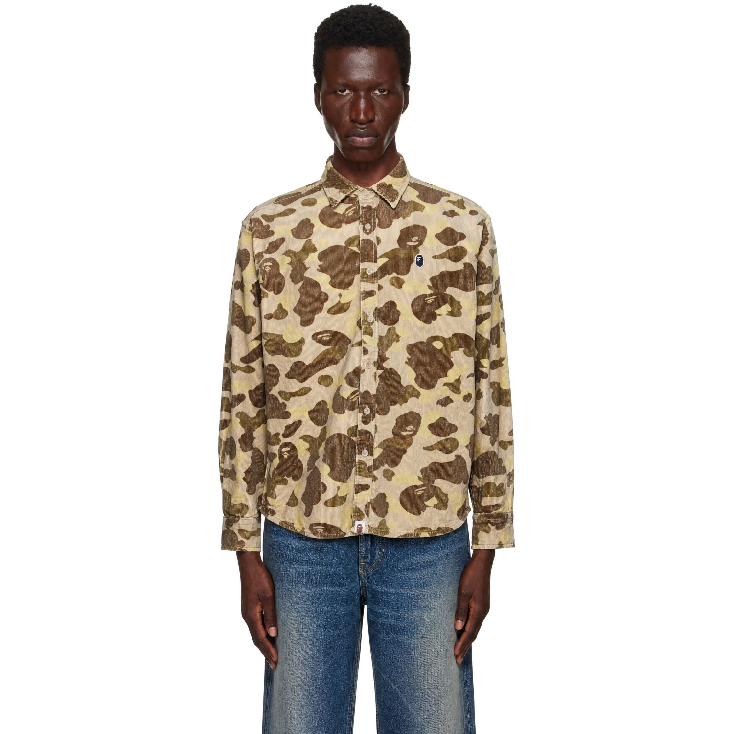 Bape 카키 퍼스트 카모 루즈 핏 셔츠