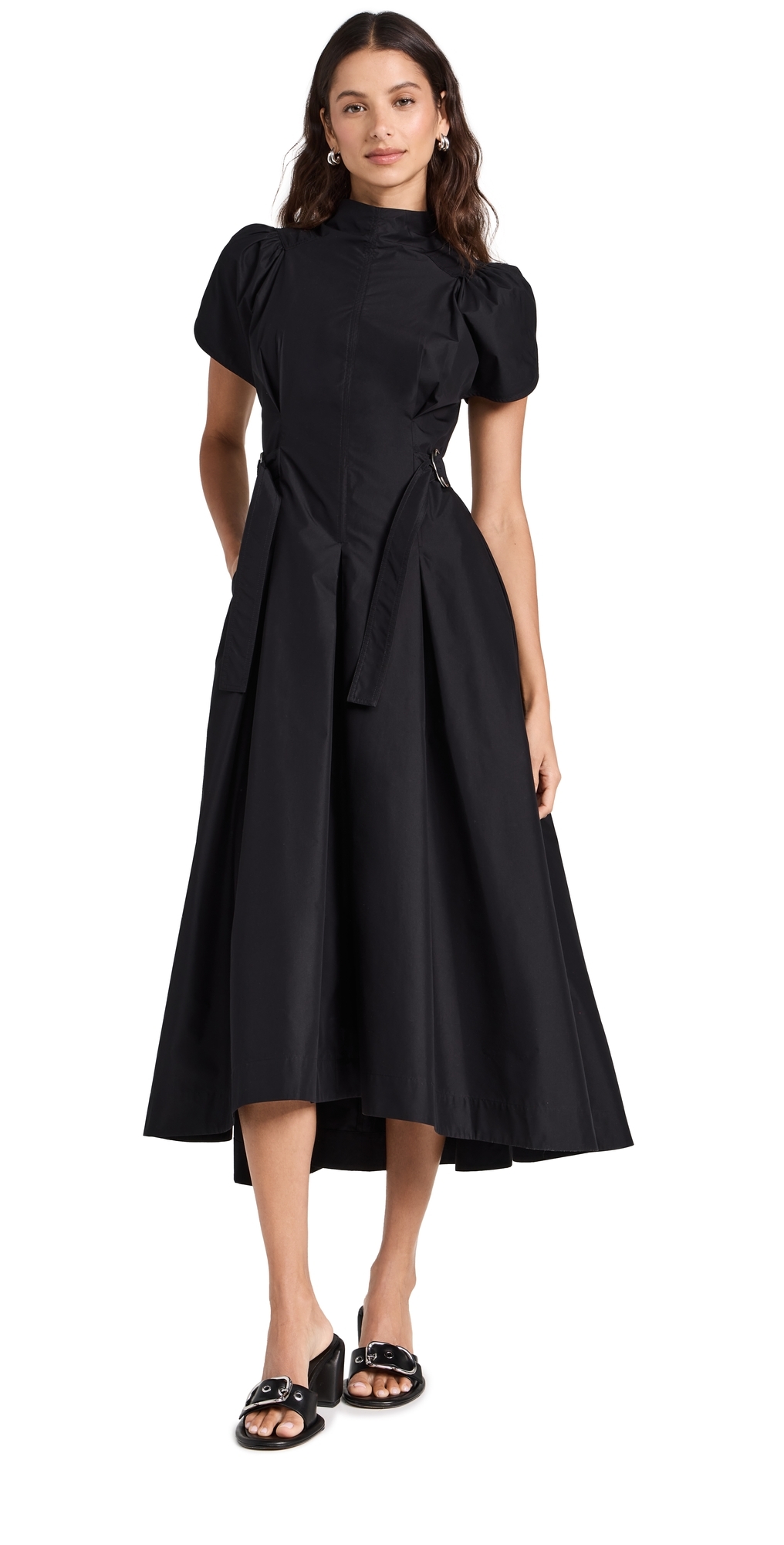 3.1 PHILLIP LIM 퍼프 슬리브 사이드 타이 플레어 드레스 블랙 12