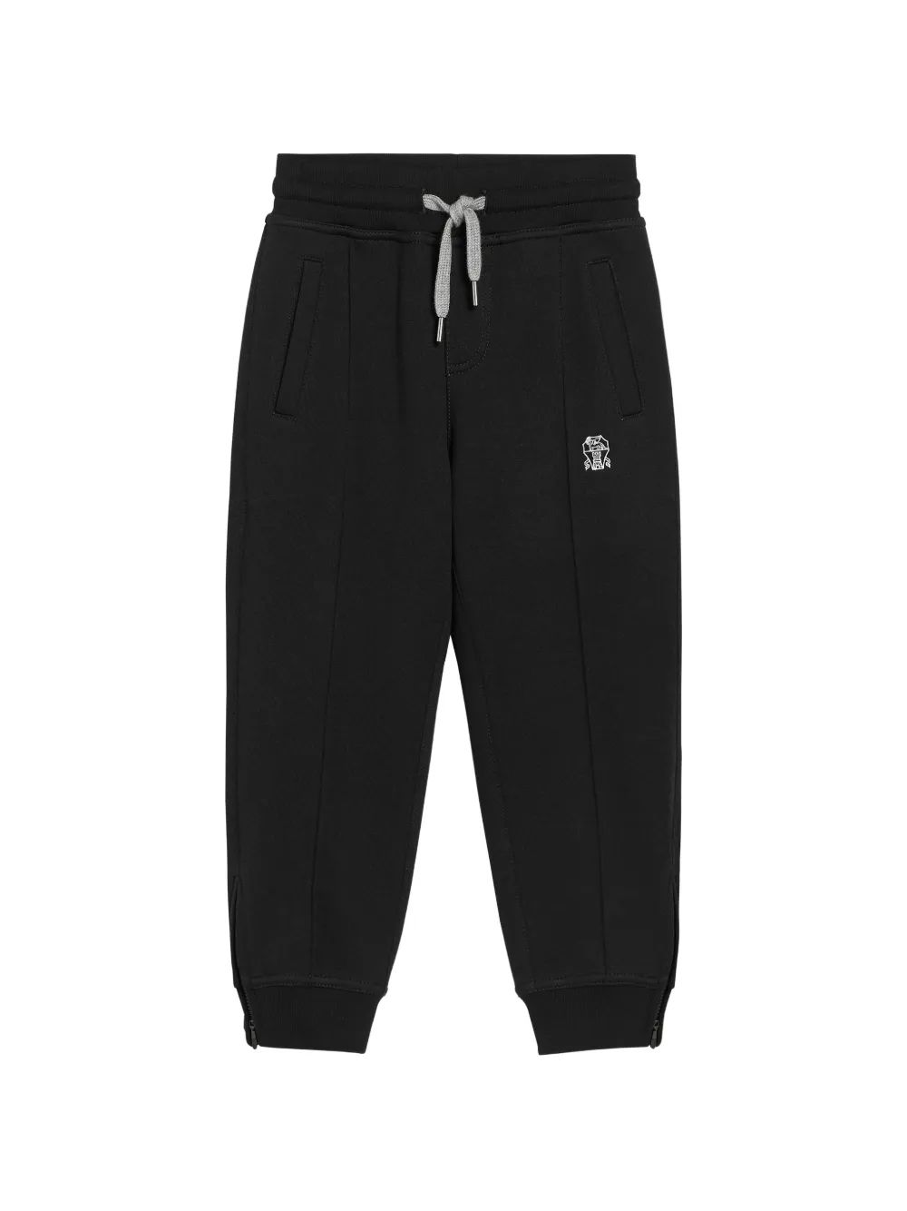 Brunello Cucinelli Kids 로고 프린트 더블 프렌치 테리 트랙 바지