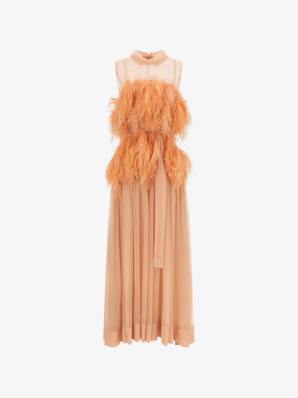 ALBERTA FERRETTI 페더 장식 실크 맥시 드레스