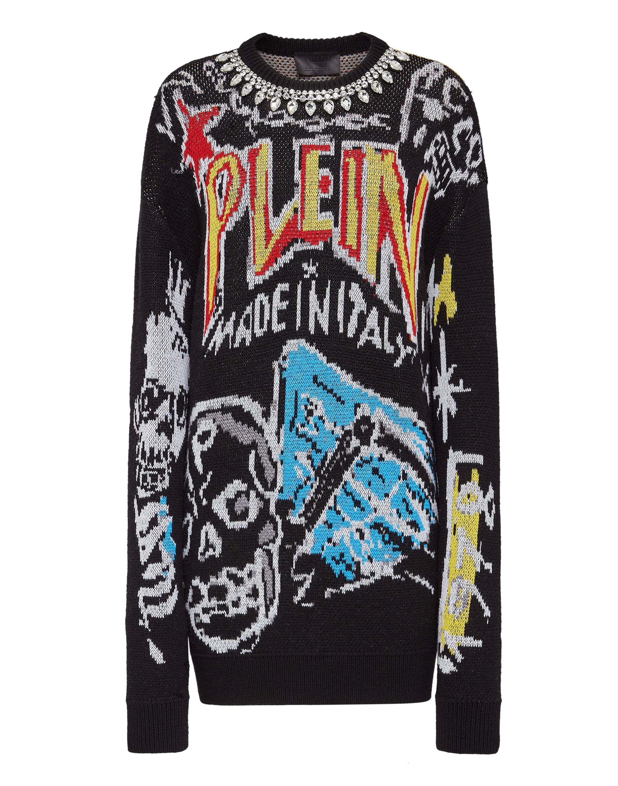 PHILIPP PLEIN 풀오버 라운드 넥 긴팔 그래피티