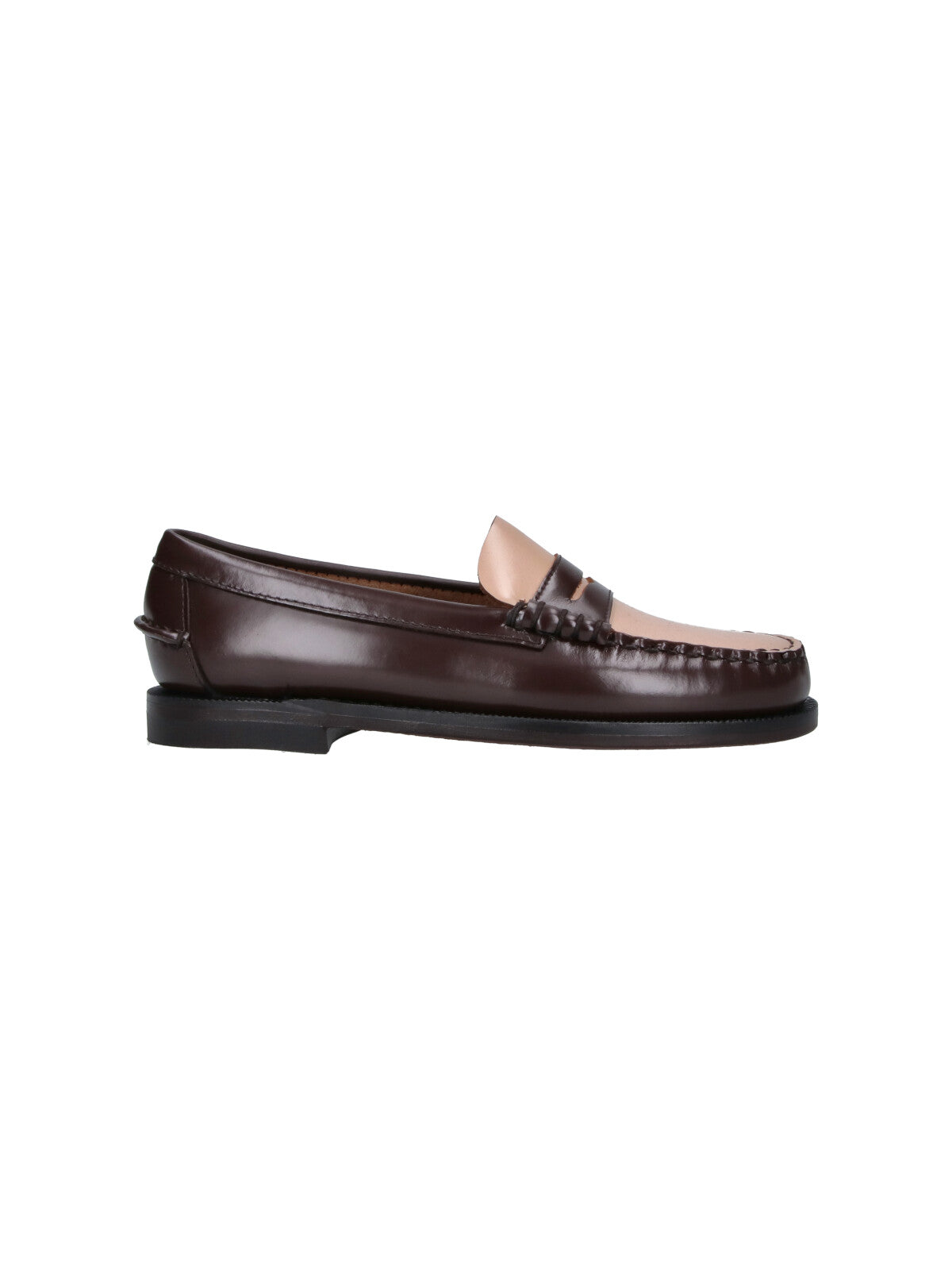 SEBAGO 브라운 클래식 단 브러시드 레더 스티치 로퍼