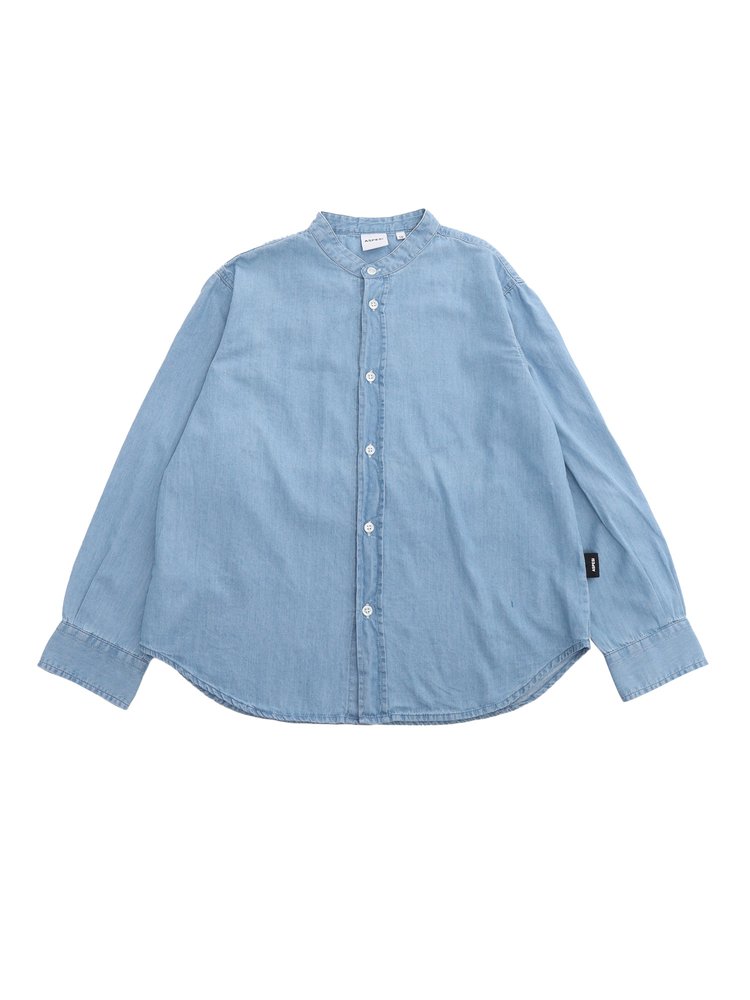 ASPESI KIDS 밴드 칼라 곡선 밑단 데님 셔츠