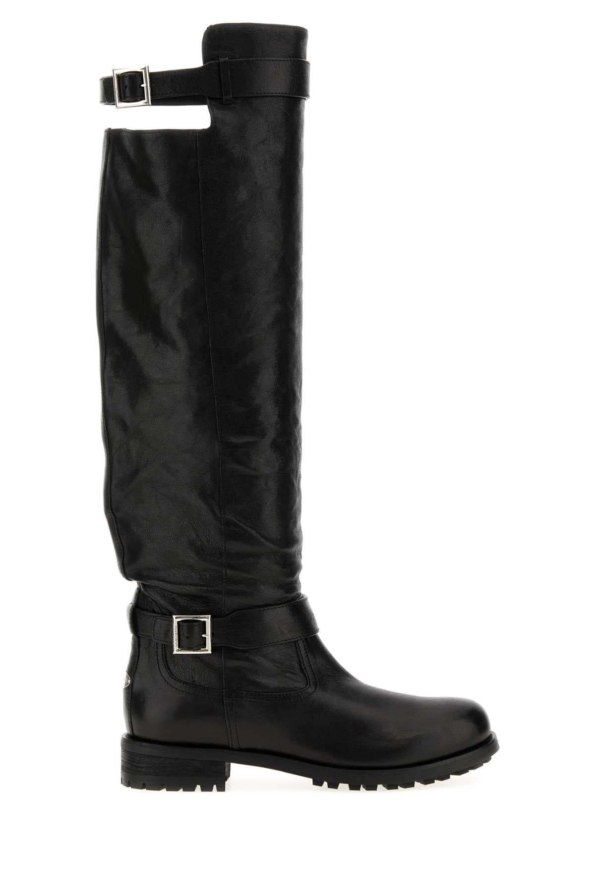 JIMMY CHOO 블랙 가죽 바이커 부츠