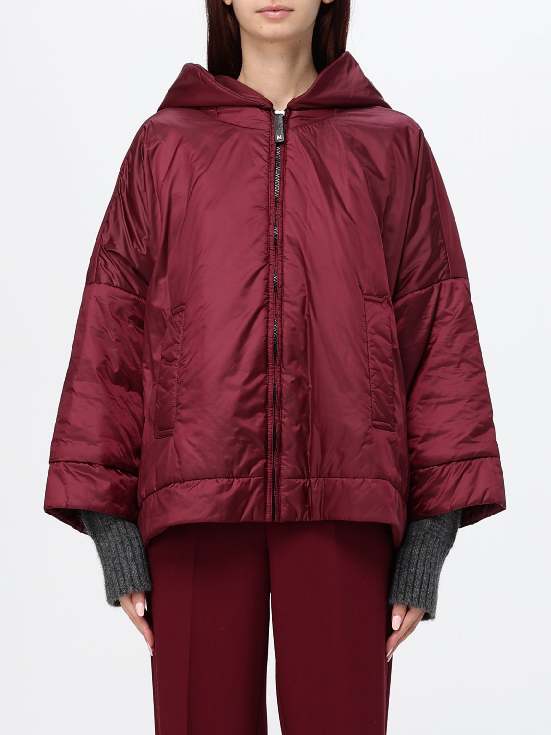 max mara the cube 드롭 숄더 후드 숏 다운 자켓
