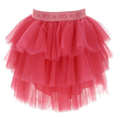 Chiara Ferragni Kids 로고 허리밴드 튤 미니 스커트