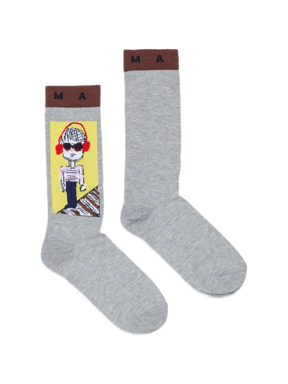 Marni Kids 그래픽 인타르시아 로고 양말