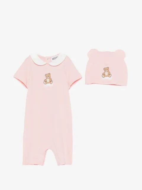 Moschino Kids 곰프린트 롬퍼 세트