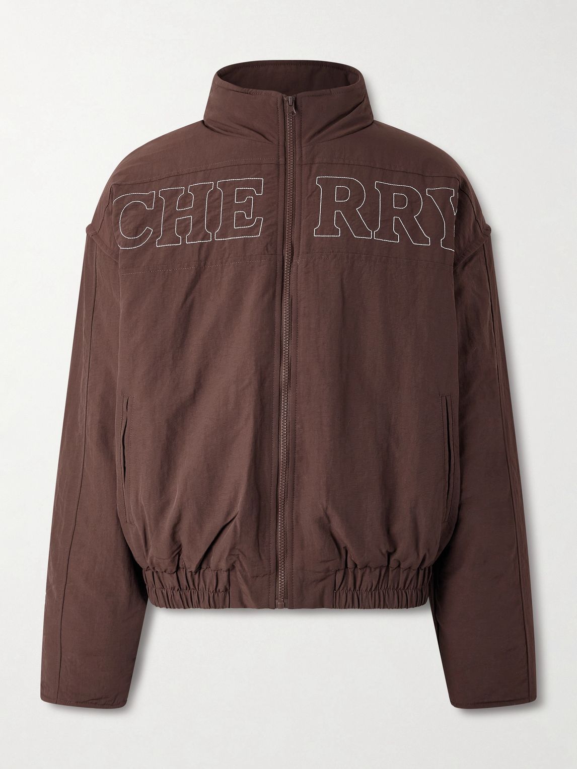 CHERRY LOS ANGELES 핏 크루 로고 자수 패딩 나일론 자켓