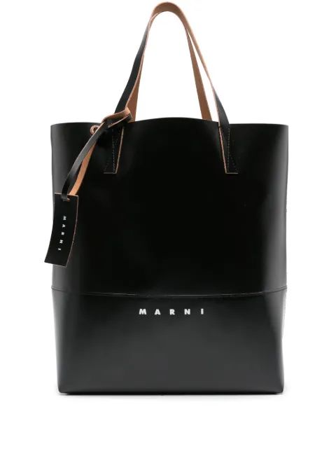 MARNI 트라이베카 로고 프린트 인조 가죽 토트 백