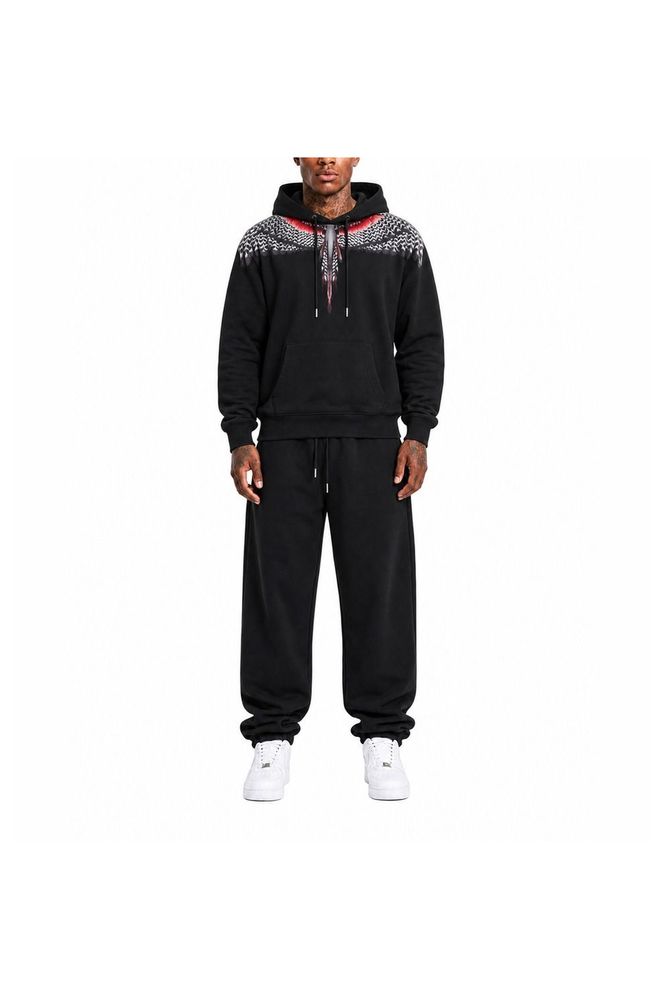 Marcelo Burlon Kids 윙 프린트 드로스트링 후드티