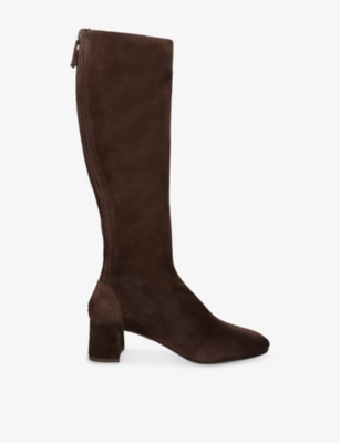 AQUAZZURA 생트 오노레 50 스웨이드 힐 무릎 부츠
