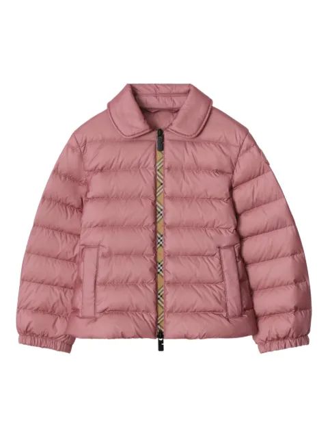 Burberry Kids 체커 테이프 퍼프 재킷