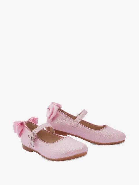La Perla Kids 글리터 효과 리본 디테일 발레리나