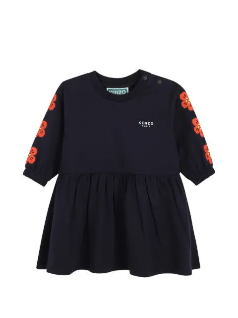 Kenzo Kids 플로럴 프린트 로고 프린트 원피스
