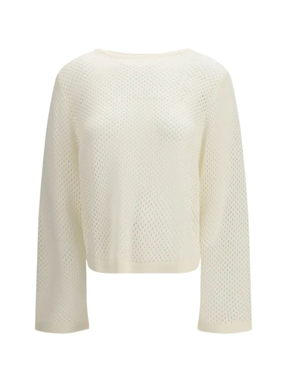 ALLUDE 오픈워크 보트넥 스웨터