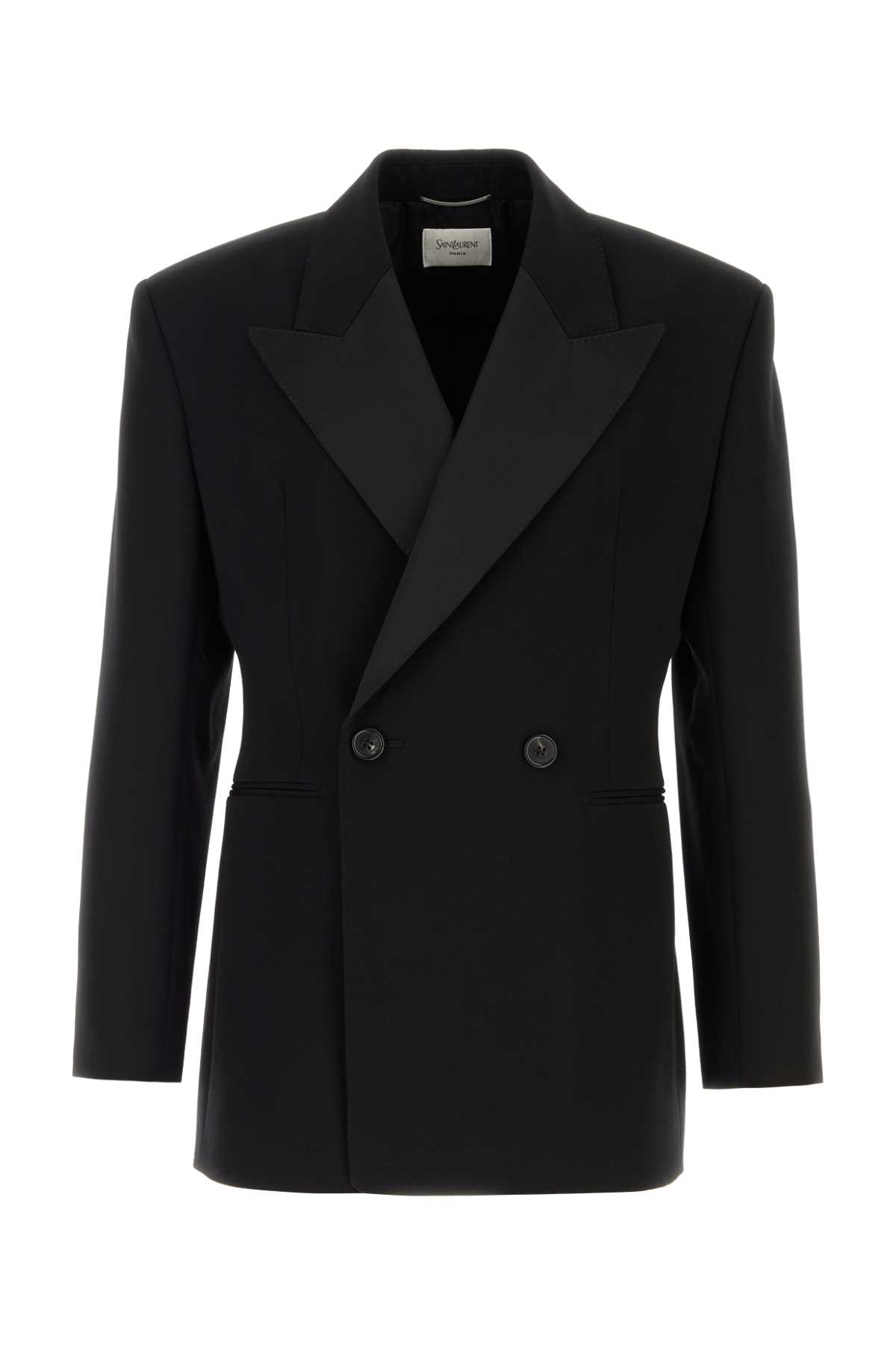 SAINT LAURENT 블랙 울 블레이저