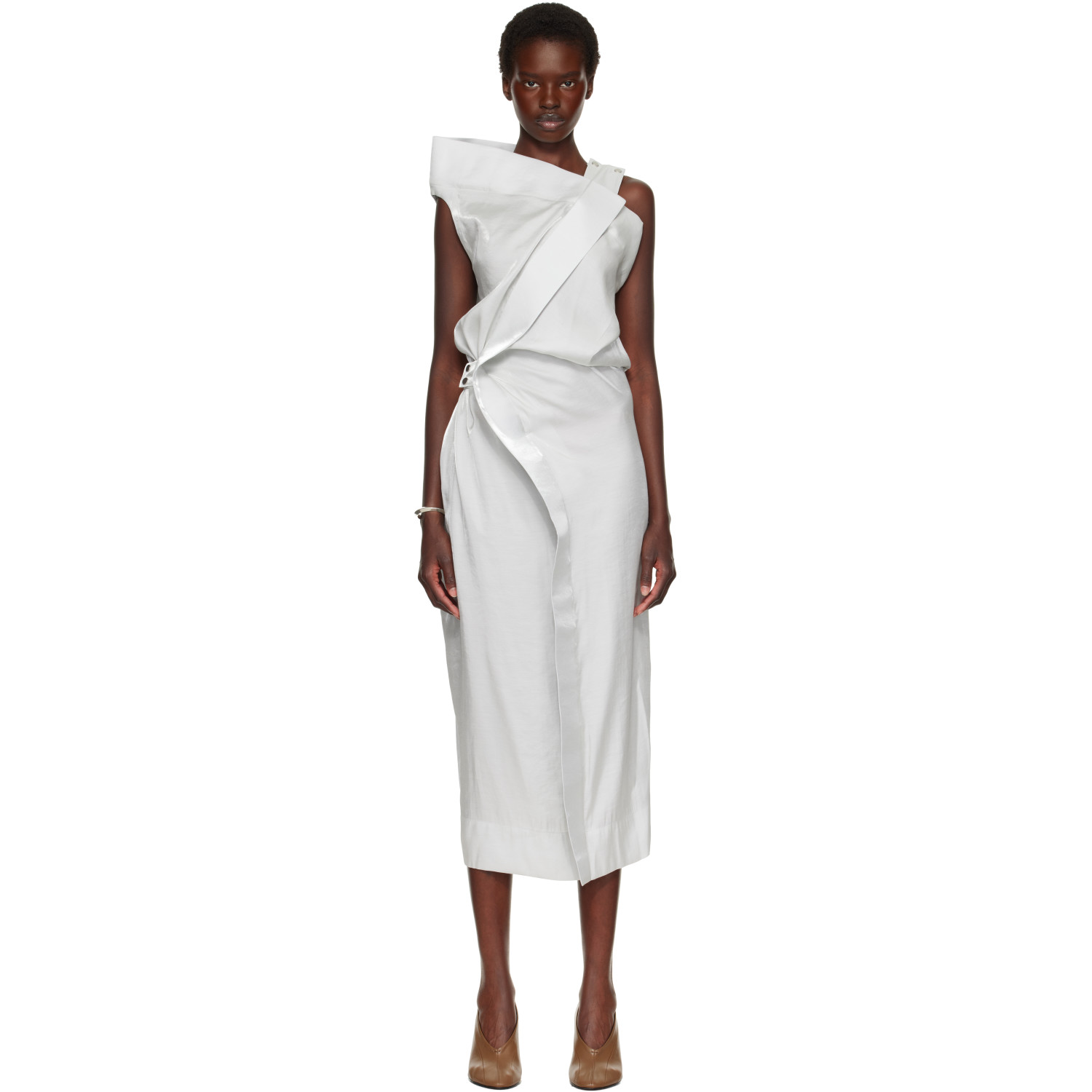 ISSEY MIYAKE 그레이 머큐리 미디 드레스