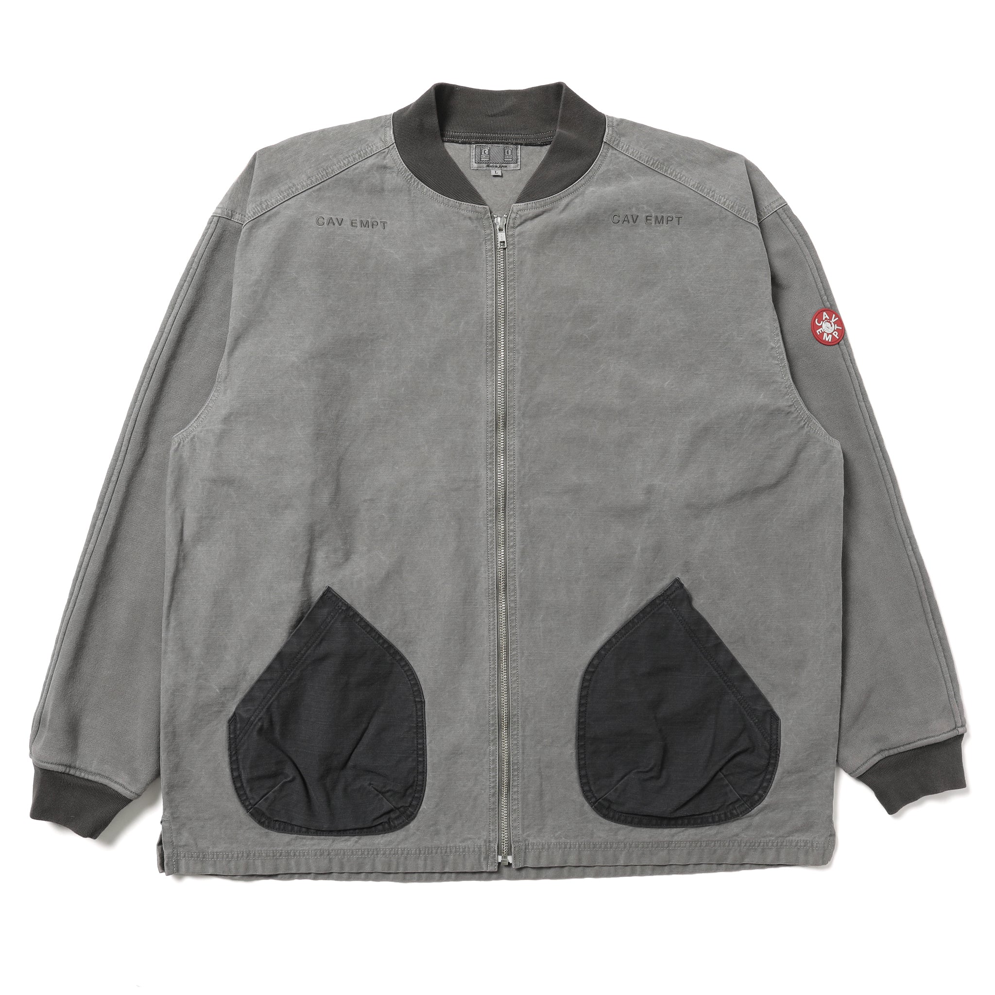CAV EMPT 오버다이 저지 슬리브 집업 자켓 카키