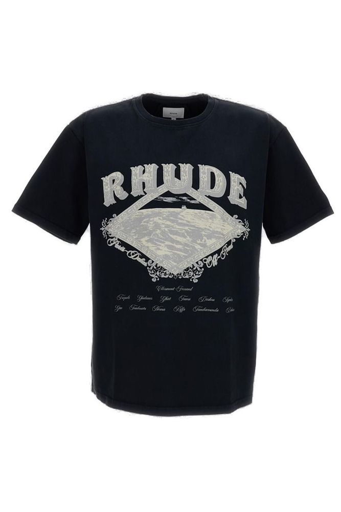 Rhude 로고 프린트 크루넥 티셔츠