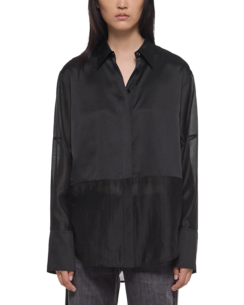 HELMUT LANG 실크 세미 시어 셔츠