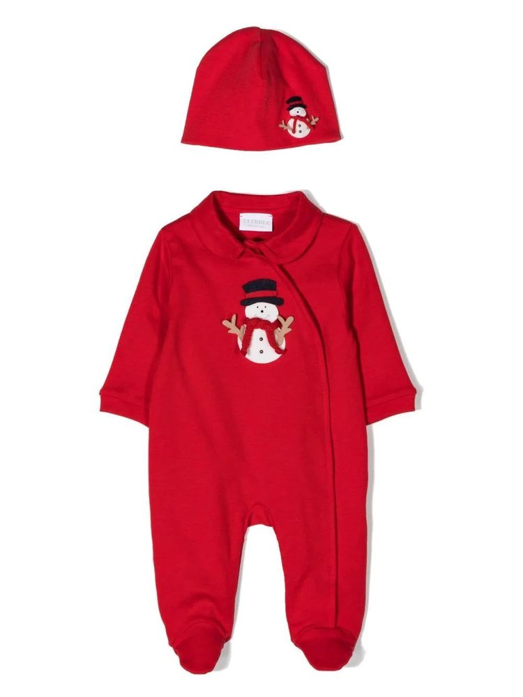 La Perla Kids 눈사람 패치 롬퍼 세트