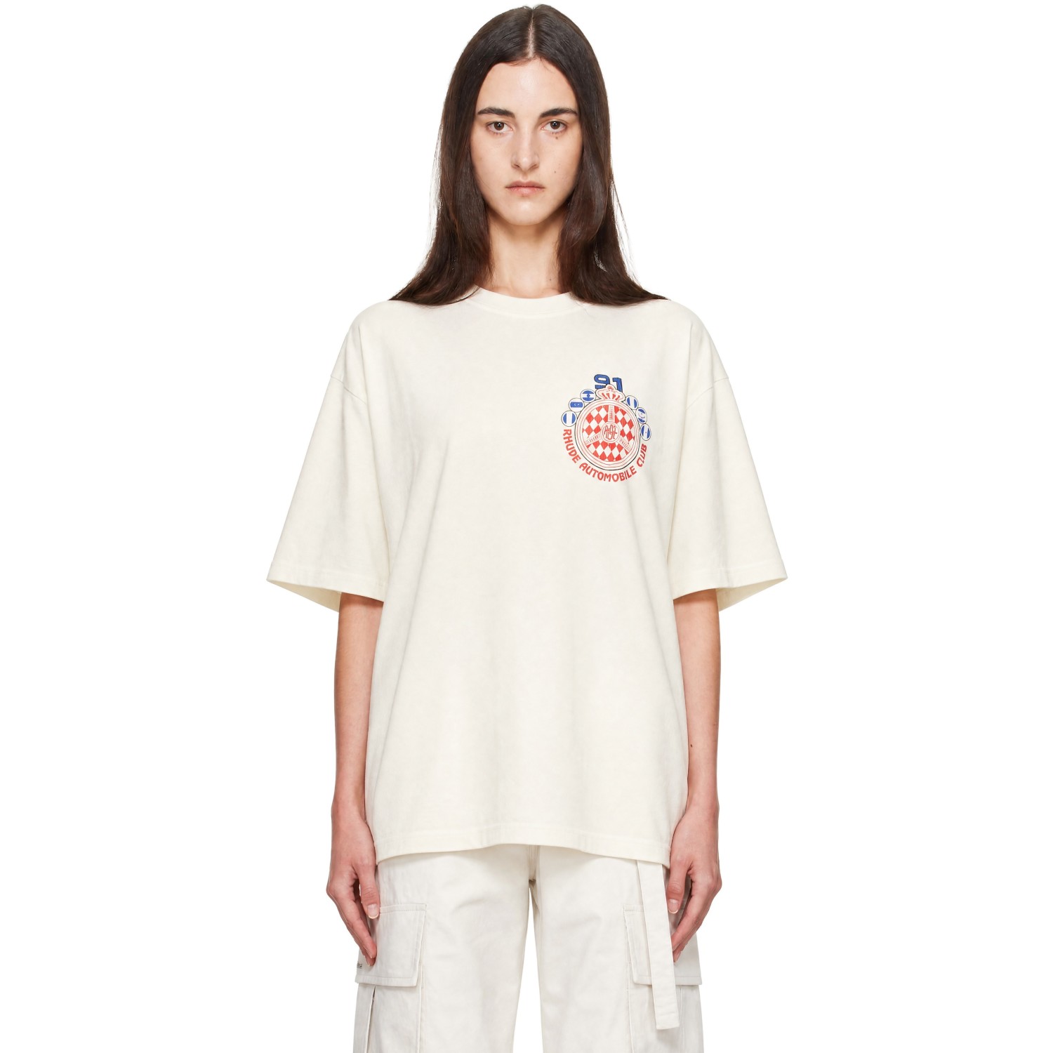 Rhude 오프 화이트 자동차 클럽 티셔츠
