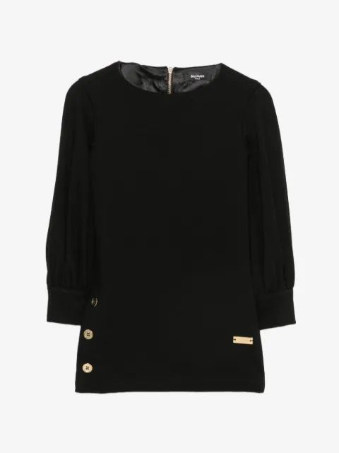 Balmain Kids 버튼 디테일 롱슬리브 드레스