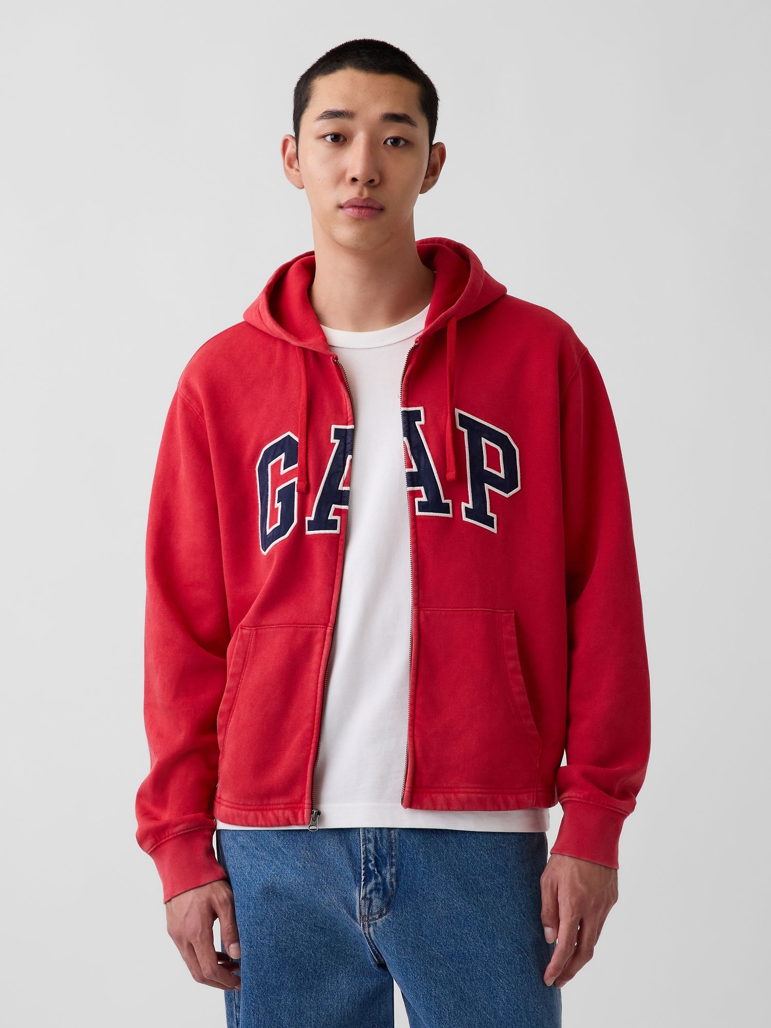 GAP 빈티지 소프트 릴랙스드 집업 로고 후드