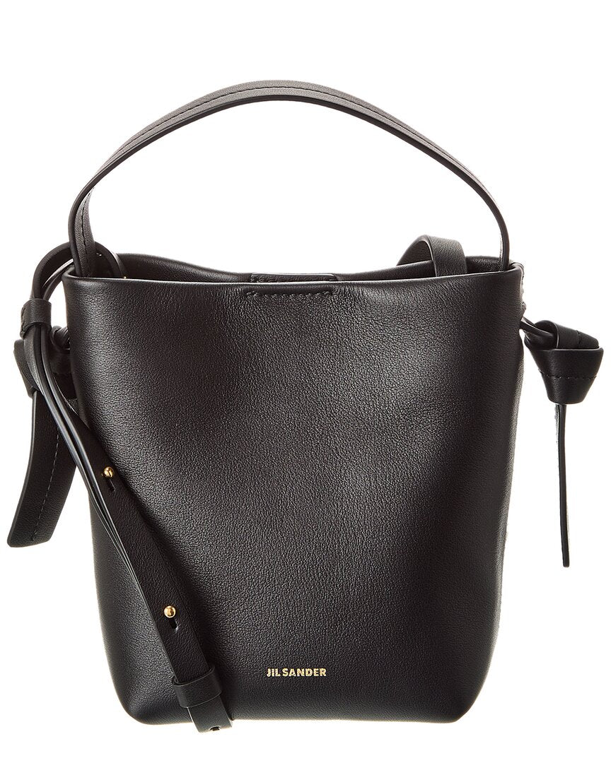 JIL SANDER 로고 가죽 버킷 백
