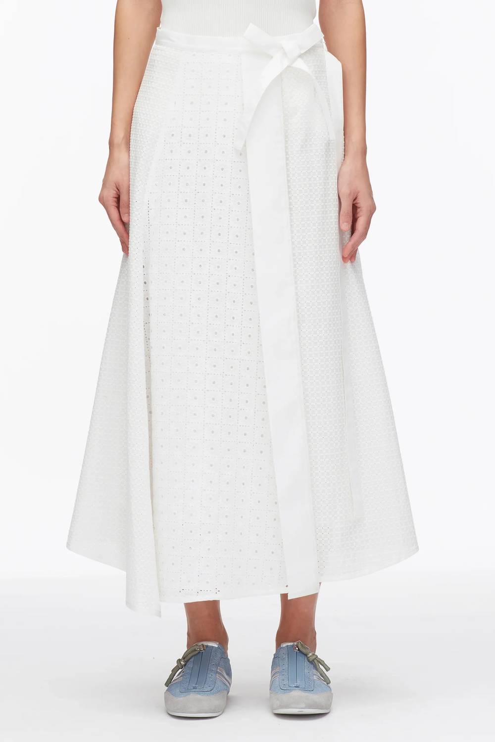 3.1 PHILLIP LIM 브로더리 앙글레 패치워크 미디 스커트