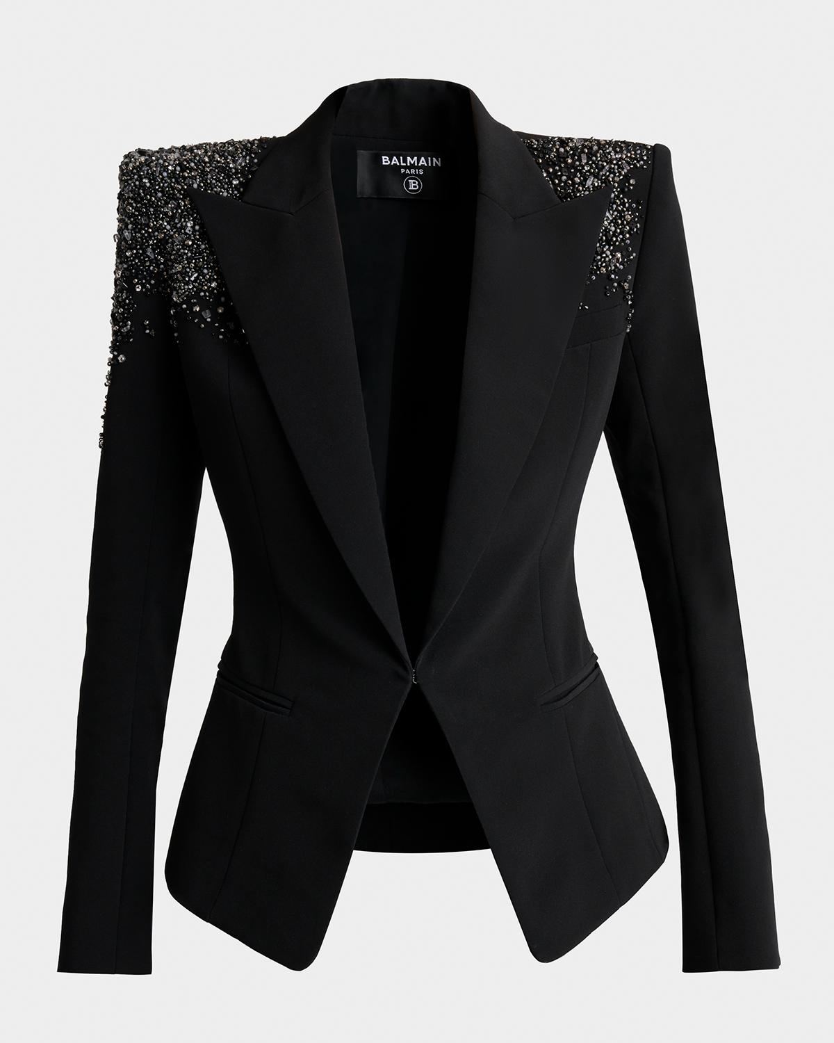 BALMAIN 자수 장식 싱글 브레스트 테일러드 자켓