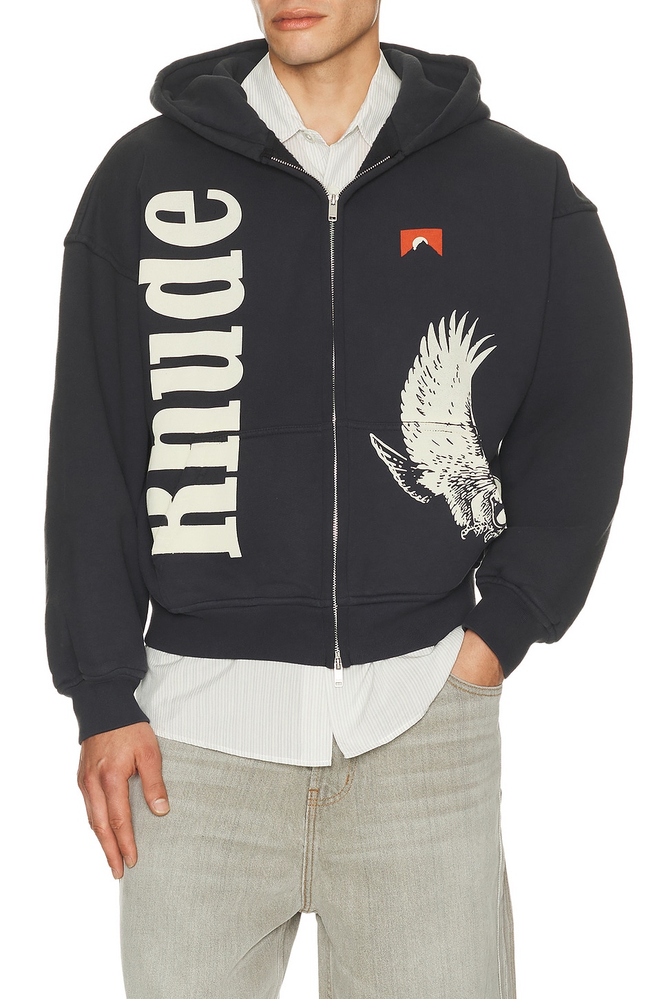 Rhude 이글 패스 집업 후드티