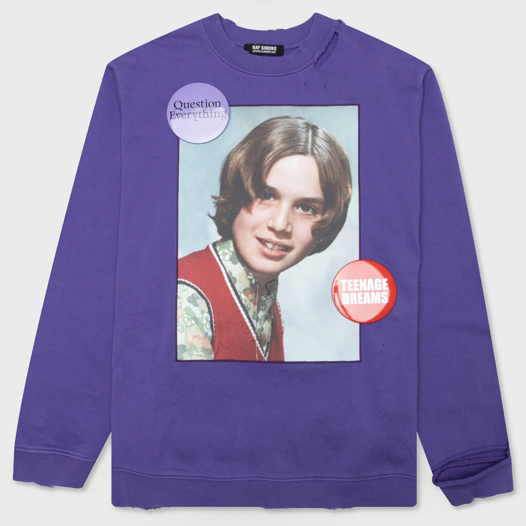RAF SIMONS 레드 파괴 크루넥 스웨터