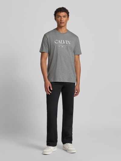 CK CALVIN KLEIN  라벨 프린트 라운드넥 티셔츠