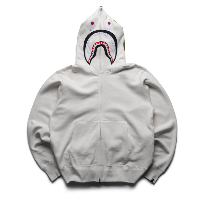 Bape 샤크 풀 집 후드티 아이보리