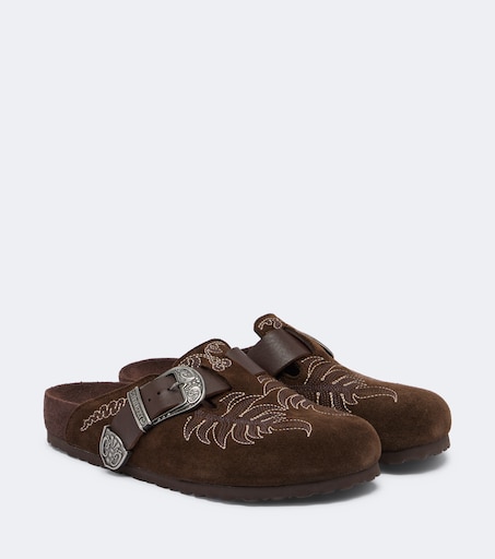 ETRO 엑스 비르켄스탁 보스턴 자수 스웨이드 클로그