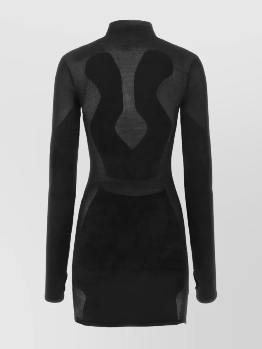 DION LEE 모크 터틀넥 피트 미니 드레스