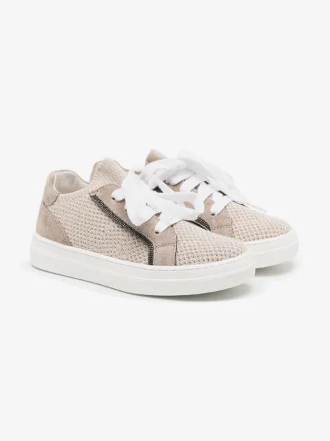 Brunello Cucinelli Kids 니트 패널 스니커즈