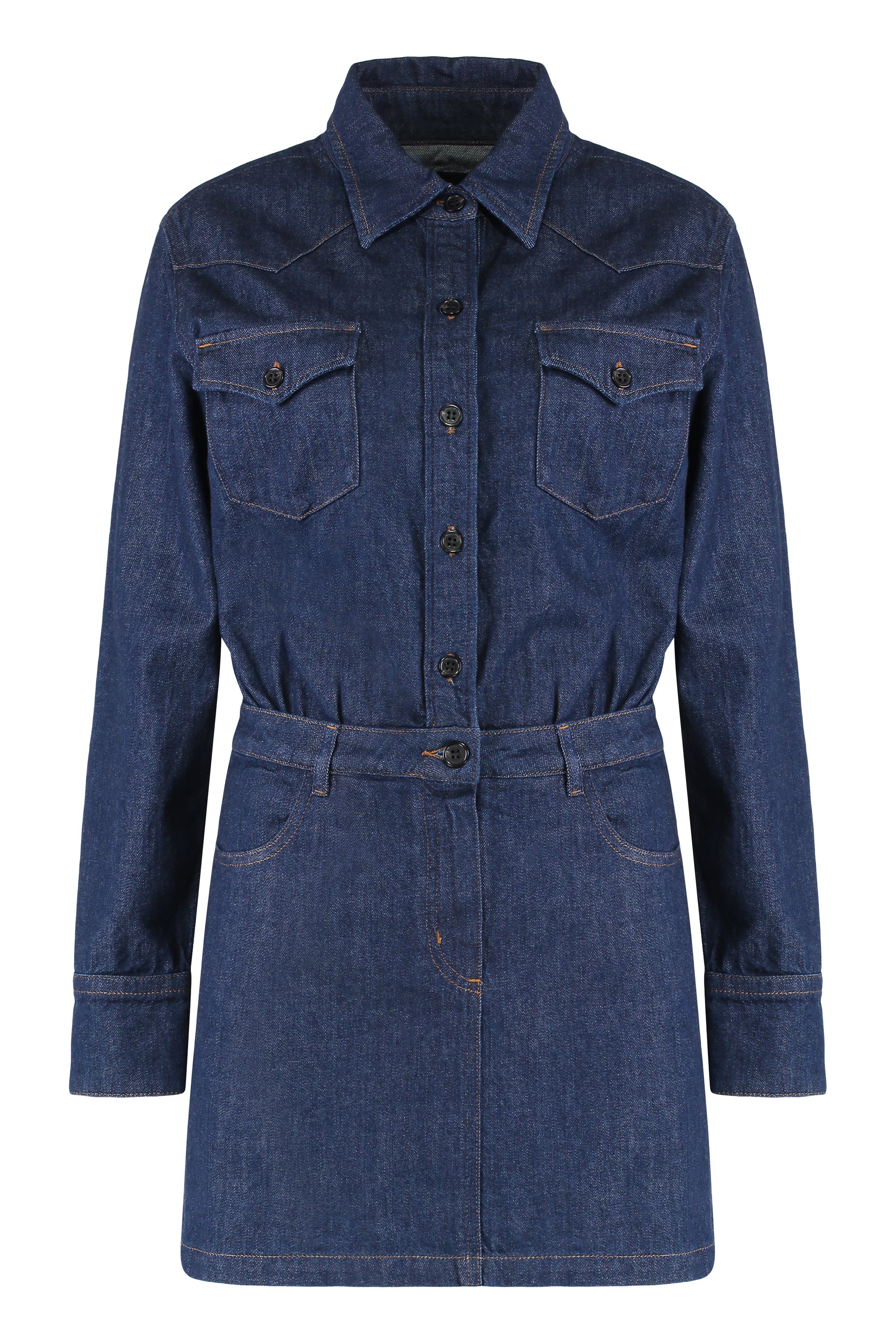 A.P.C. A. p.c. 콘트라스트 스티치 미니 데님 원피스