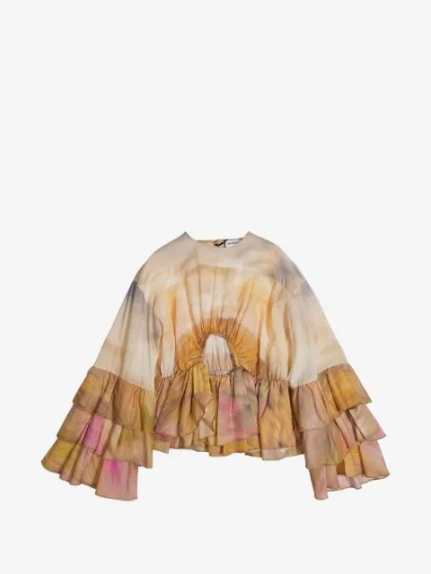 Pinko Kids 러플 소매 컷아웃 블라우스