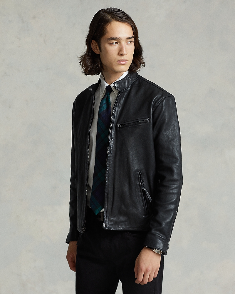 POLO RALPH LAUREN 램스킨 가죽 카페 레이서 자켓