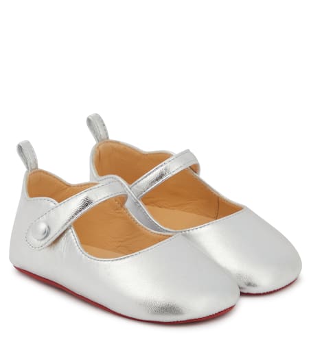 Christian Louboutin Kids 베이비 러브 치크 메탈릭 가죽 발레 플랫
