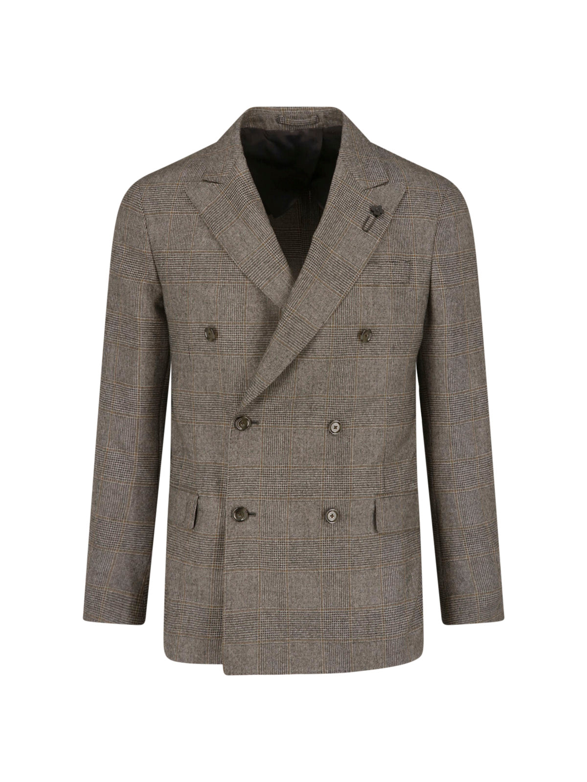 Lardini 체크 더블 브레스트 울 블레이저