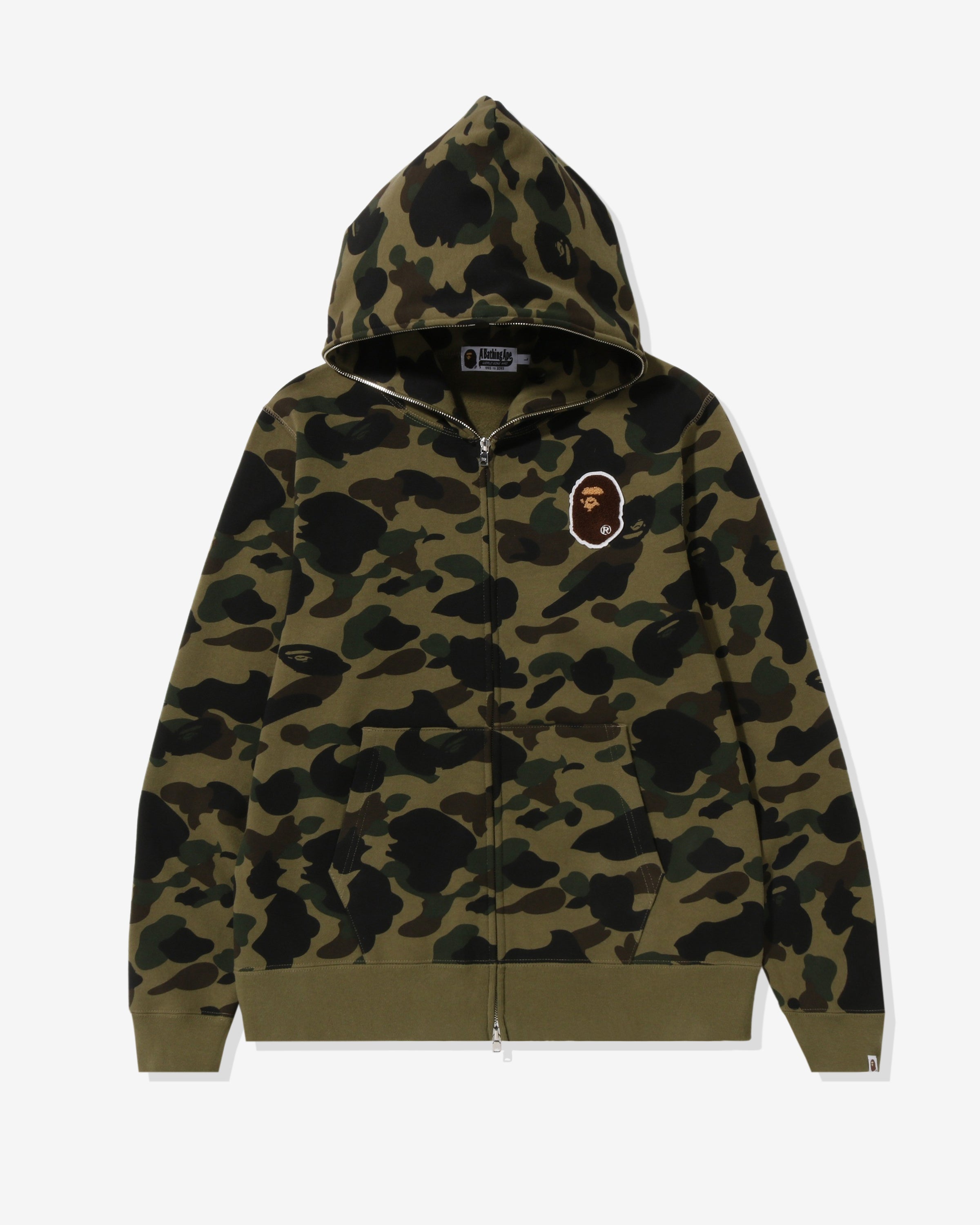 Bape 1ST 카모 에이프 헤드 패치드 풀 집 후드티