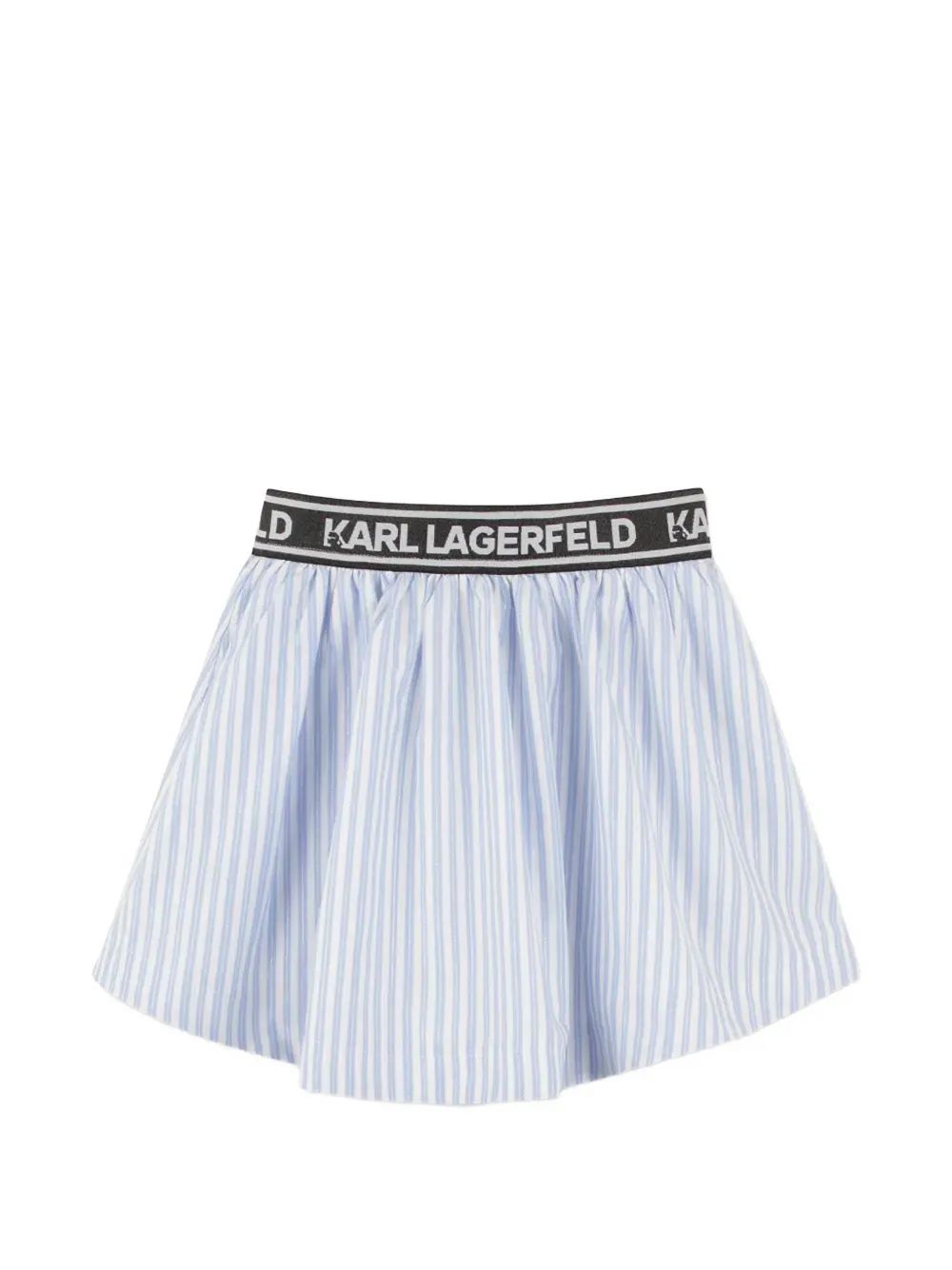 Karl Lagerfeld Kids 로고 밴드 스트라이프 미니 스커트