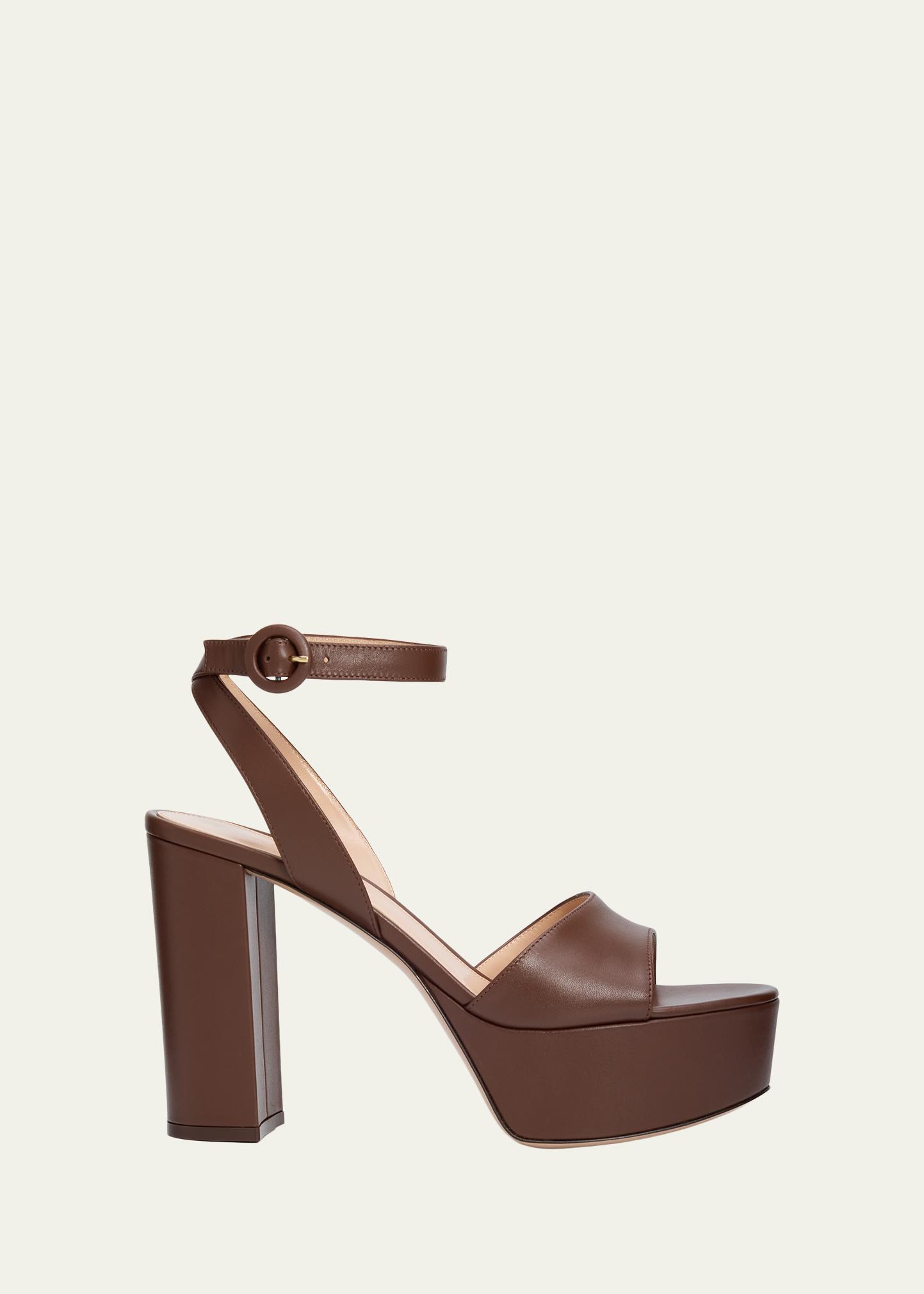 GIANVITO ROSSI 70mm 나파 가죽 플랫폼 샌들