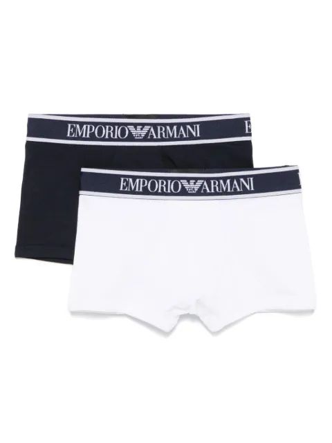 Emporio Armani Kids 로고 웨이스트밴드 브리프 2팩